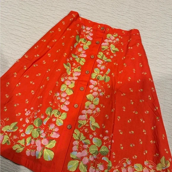 Rachel Antonoff Tali Skirt Strawberries Border Berries NWOT - Picture 4 of 4